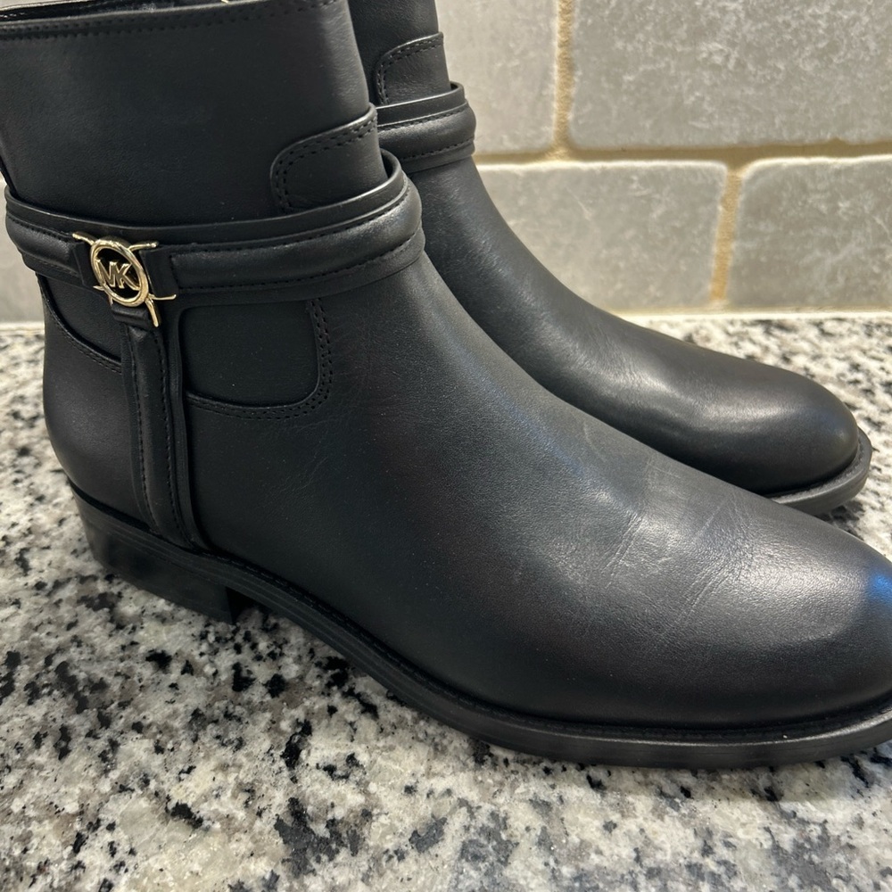 Michael Kors Black Ankle Booties with Gold Hardware - Picture 2 of 9